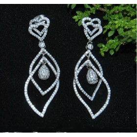 Petal Shaped Entwined Sterling Silver Dangler Earrings